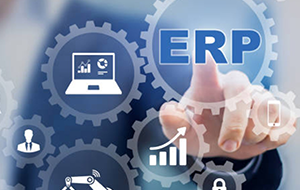 touch screen interaction with a gear that reads ERP among other gears that show related components