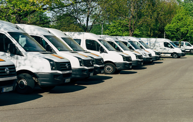 parked rental vehicles lined up beside out other
